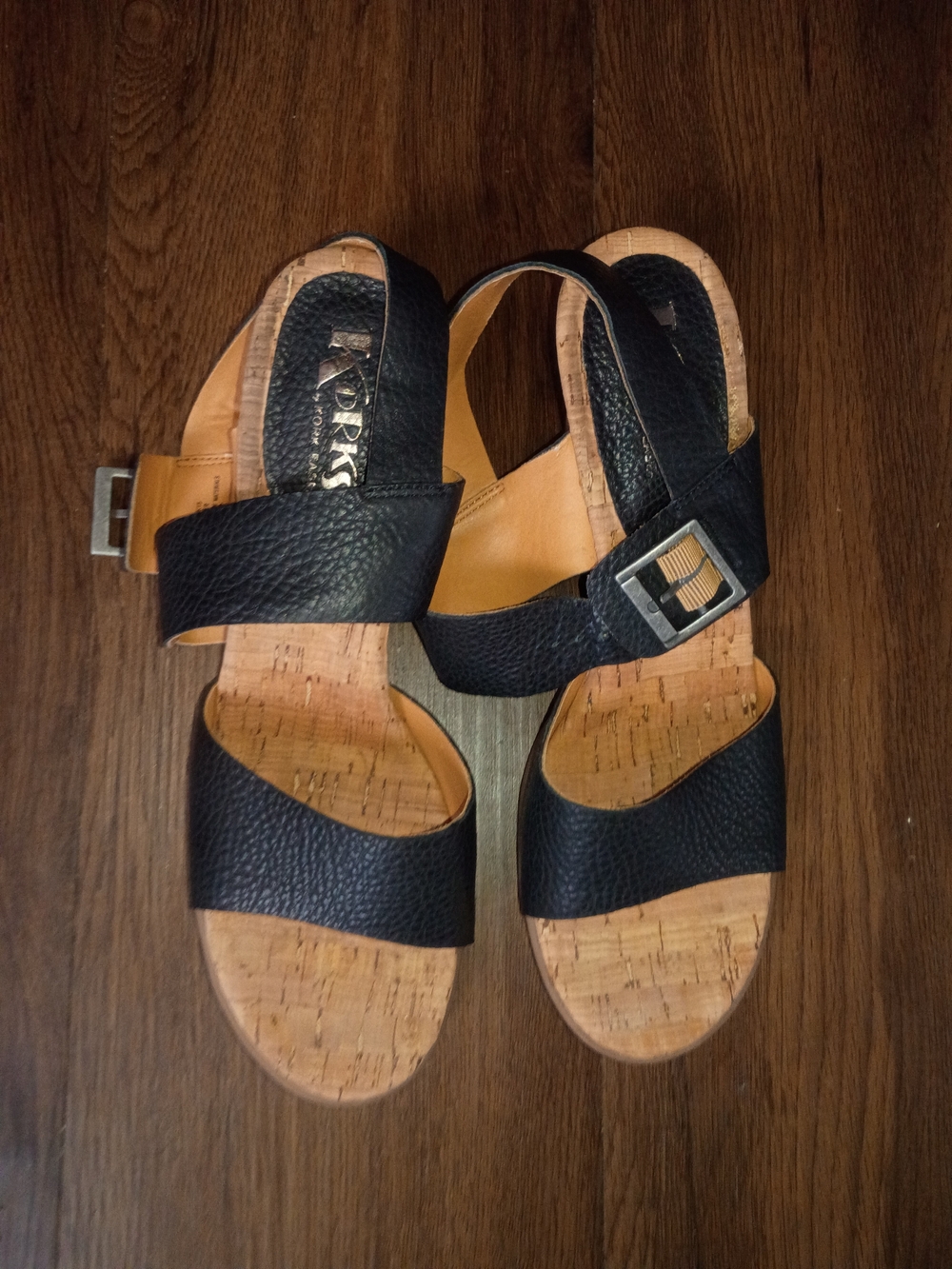 Black Kork Platform Sandals with Buckle
